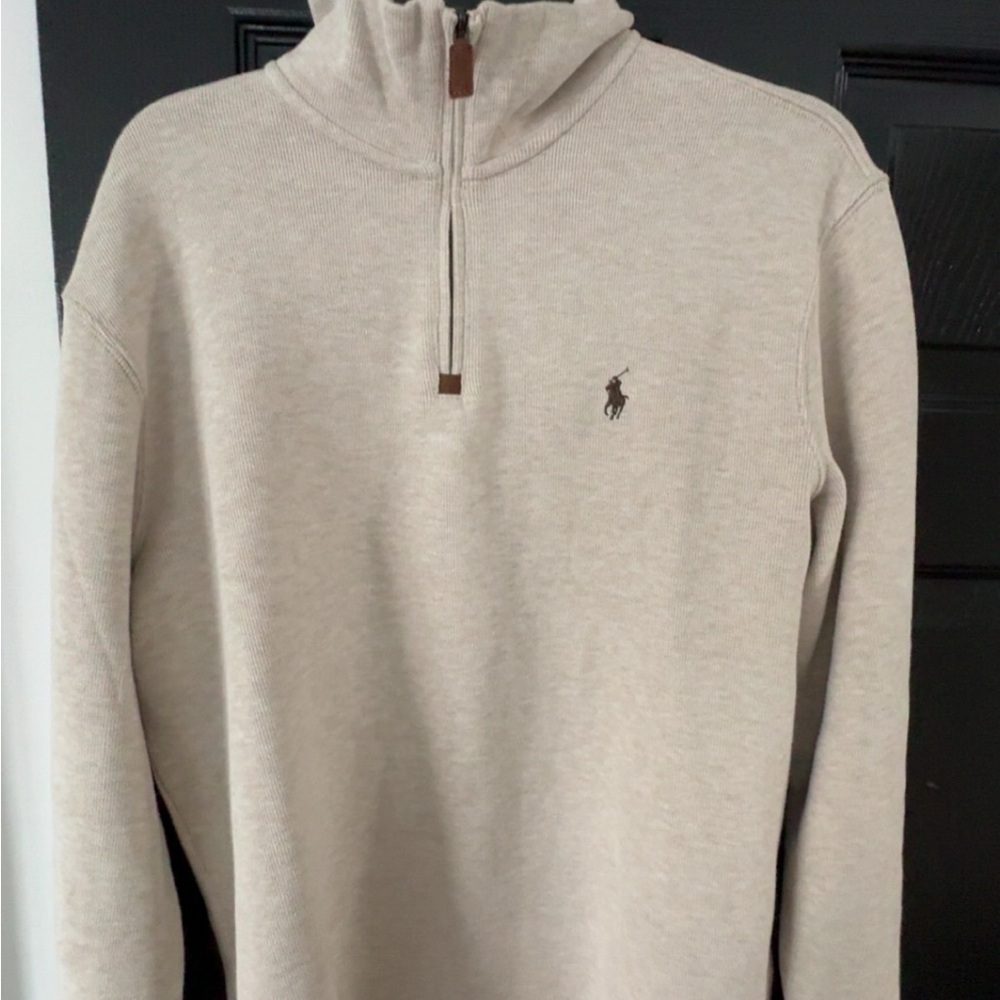 Polo by Ralph Lauren Men's Tan Quarter Zip-Up Sweater